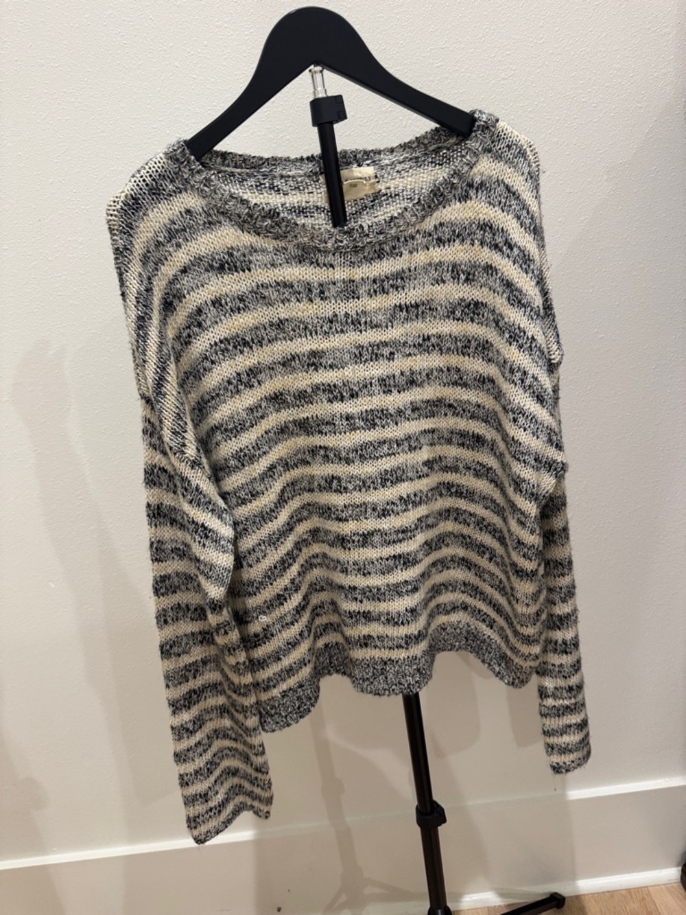 Ralph Lauren Black & Cream Striped Crewneck Sweater